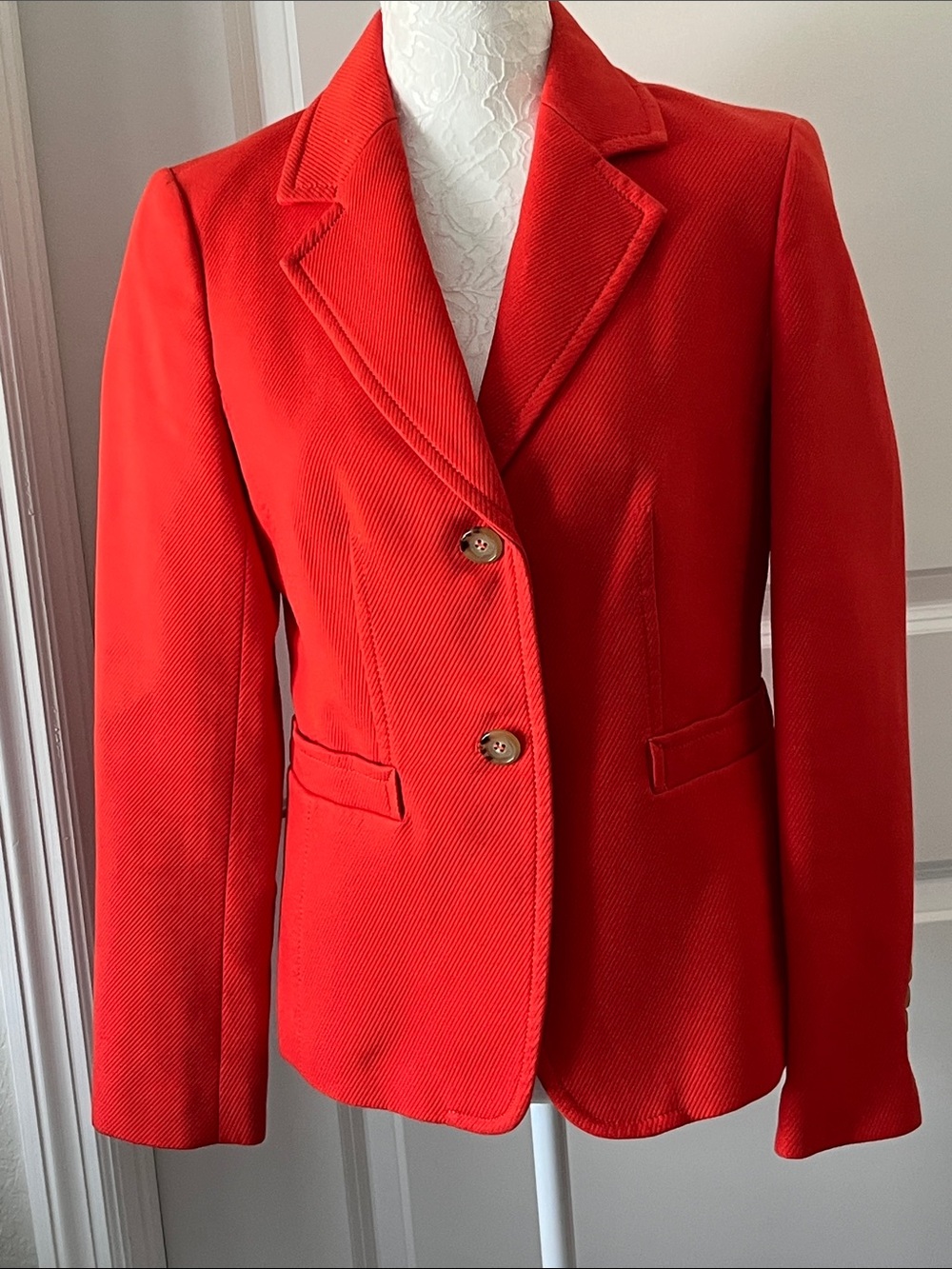 Talbots Vibrant Orange/Red Tailored Button Blazer Just Dry Cleaned